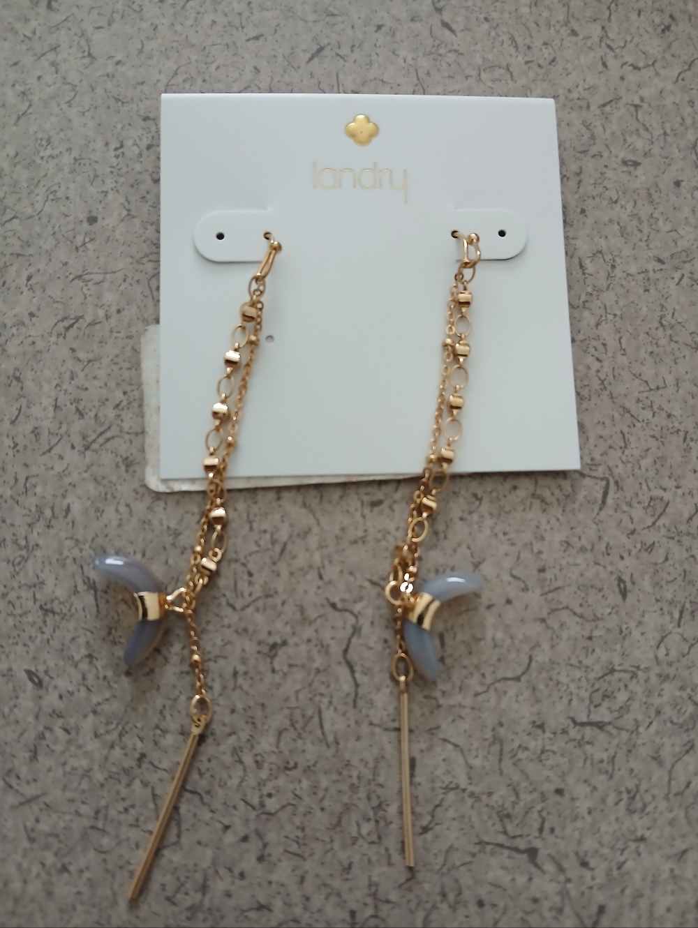 Landry Gold Dangle Earrings with Light Gray Petal Accents